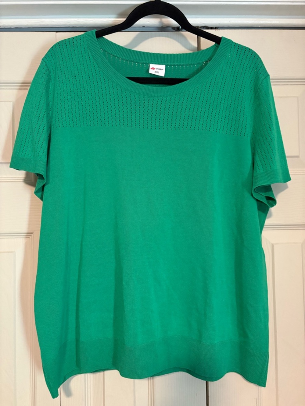 Green Lightweight Sweater - Viscose Short Sleeve Knit Top sz XXL